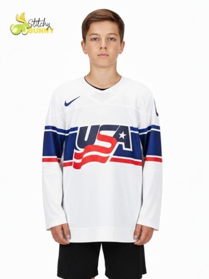 Stitchy Bunny USA 2026 Home Custom Youth Hockey Jersey