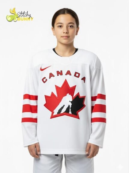 Stitchy Bunny 2026 Youth Canada White Custom Hockey Jersey